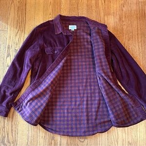 American Eagle Outfitters Burgundy Corduroy Button Down Shirt with Fuzzy Lining